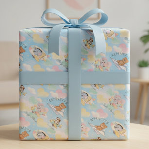 Papel de regalo de animales bebés volando en acuar