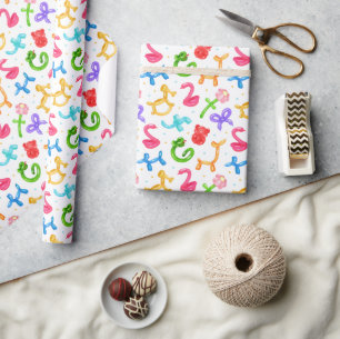Papel de regalo de animales de globos, papel de re