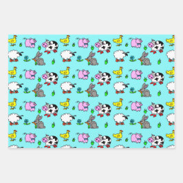 Papel de Regalo de Animales de Granja Adorables