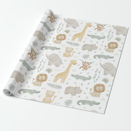 Papel de regalo de animales de safari en acuarela