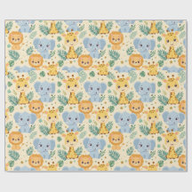 Papel de regalo de animales de safari para bebés