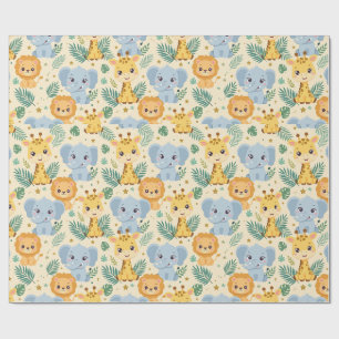 Papel de regalo de animales de safari para bebés