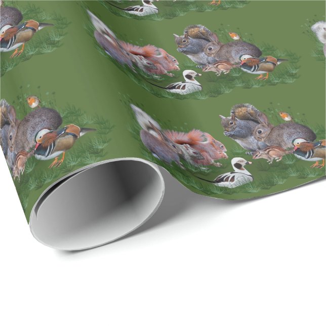 Papel de Regalo de Animales del Bosque (Esquina del rollo)