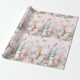 Papel de regalo de animales del bosque de color ro