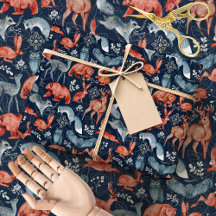 Papel de regalo de animales del bosque escandinavo