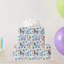 Papel de regalo de animales salvajes de la selva l