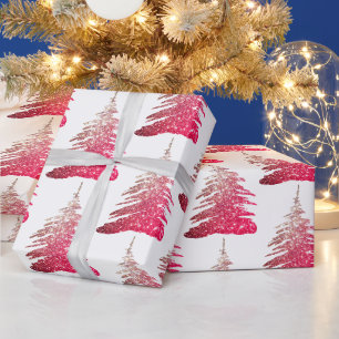 Papel de regalo de árbol de Navidad con brillo ros