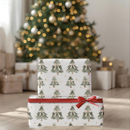 Papel de regalo de árbol de Navidad neutral modern