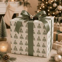 Papel de regalo de árbol de Navidad neutral modern