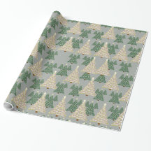 Papel de regalo de árbol de Navidad plateado estre