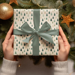 Papel de regalo de árbol de Navidad verde