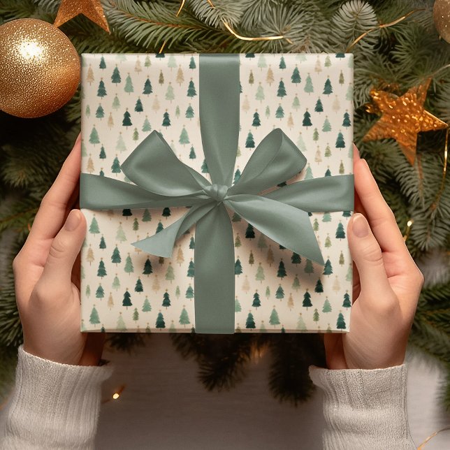 Papel de regalo de árbol de Navidad verde (Subido por el creador)