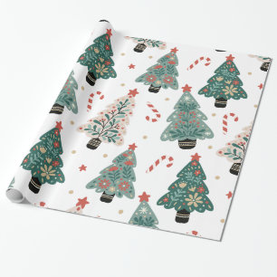Papel de regalo de árbol de Navidad vintage