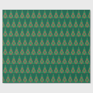 Papel de regalo de árbol pixelado de Navidad