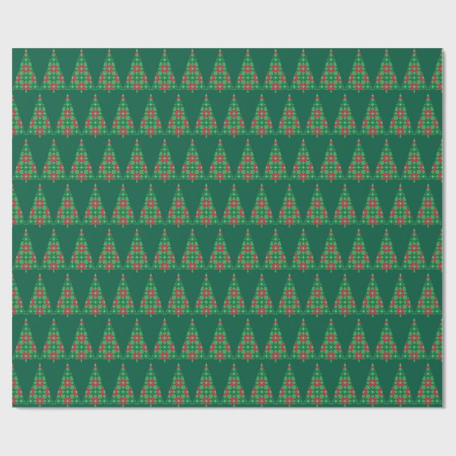 Papel de regalo de árbol pixelado de Navidad (Superficie plana)