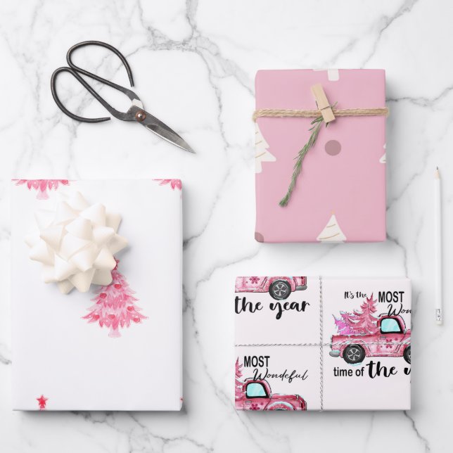 Papel de regalo de árbol rosa (Anverso)