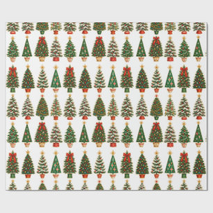 Papel de regalo de árboles de Navidad antiguos