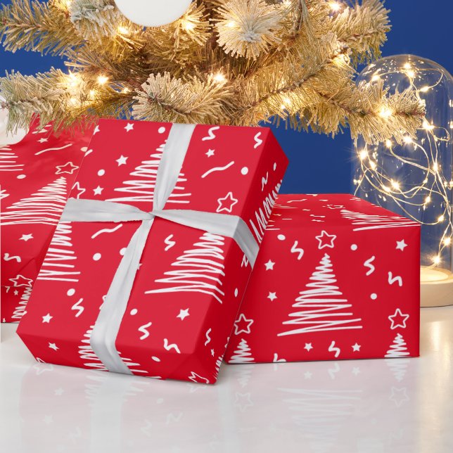 Papel de Regalo de Árboles de Navidad Modernos (Vacaciones)