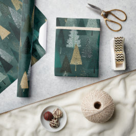 Papel de regalo de árboles navideños modernos en v
