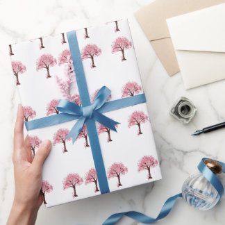 Papel de regalo de árboles pálidos rosados