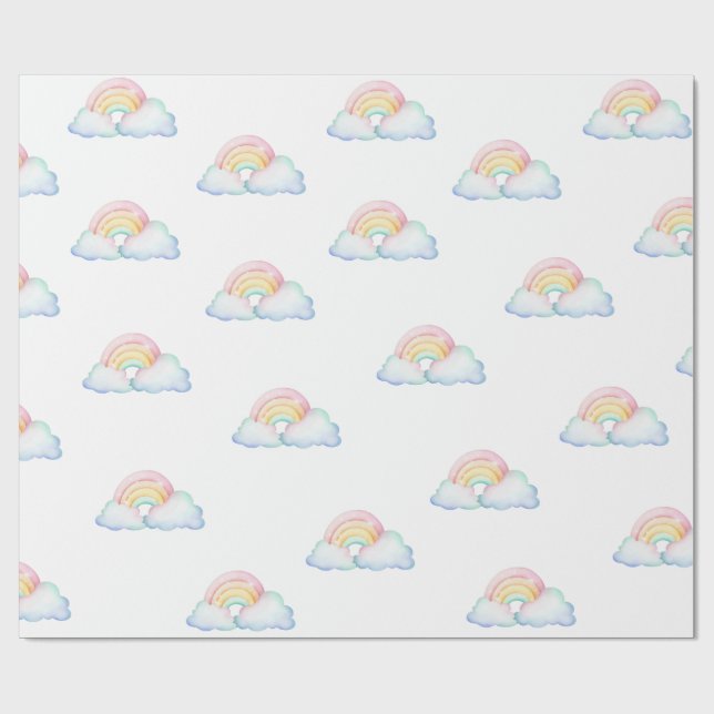 Papel de regalo de arcoíris pastel adorable (Superficie plana)