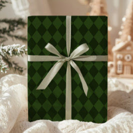 Papel de regalo de argyle verde oscuro