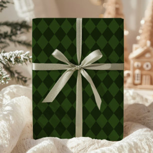 Papel de regalo de argyle verde oscuro