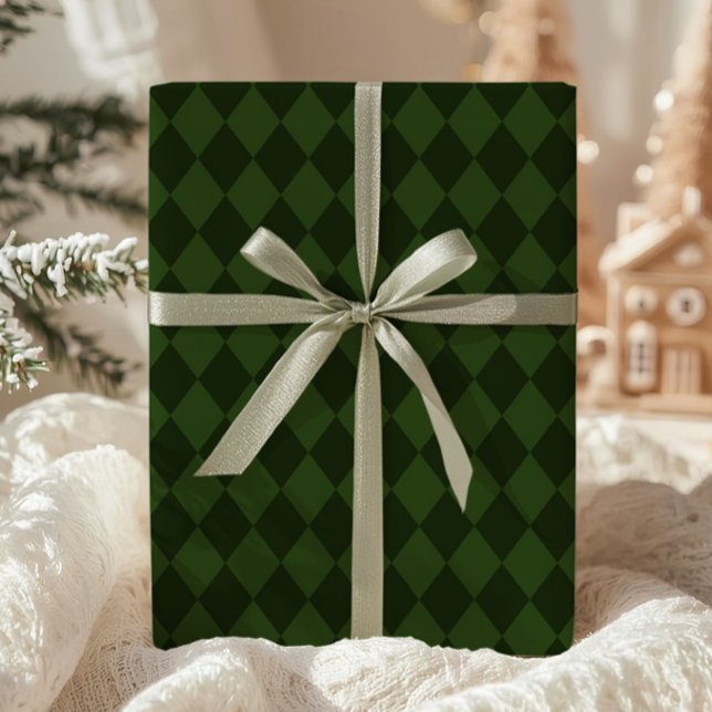 Papel de regalo de argyle verde oscuro (Subido por el creador)