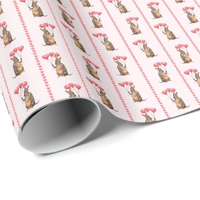 Papel de regalo de armadillo del día de San Valent (Esquina del rollo)