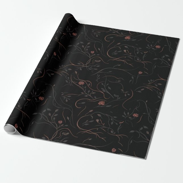 Papel de regalo de arte de línea botánica (Desenrollado)