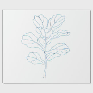 Papel de regalo de arte de línea de hoja botánica