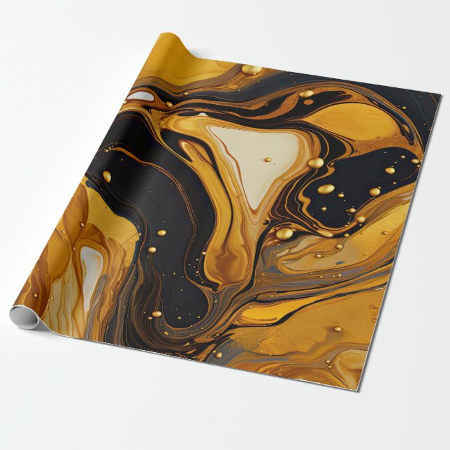 Papel de regalo de arte de resina dorada (Desenrollado)