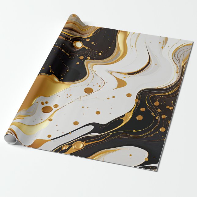 Papel de regalo de arte de resina dorada (Desenrollado)