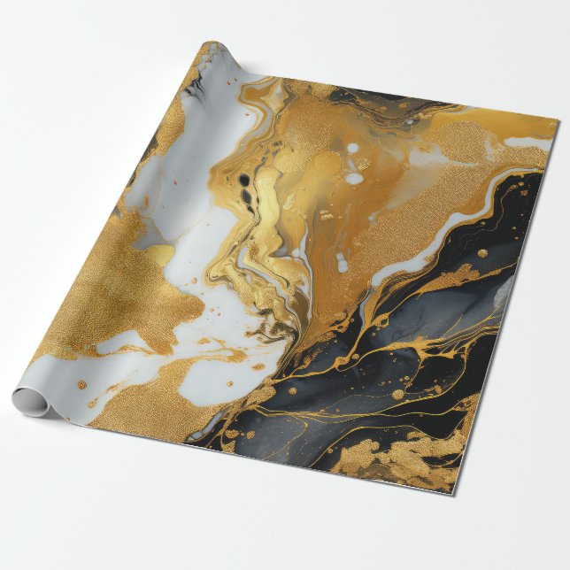 Papel de regalo de arte de resina dorada (Desenrollado)
