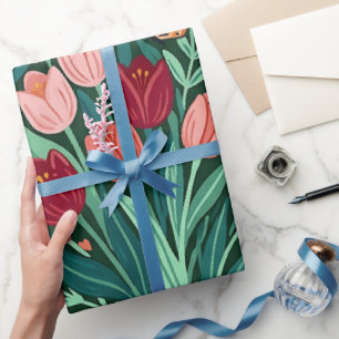 Papel de regalo de arte de tulipanes abstractos y