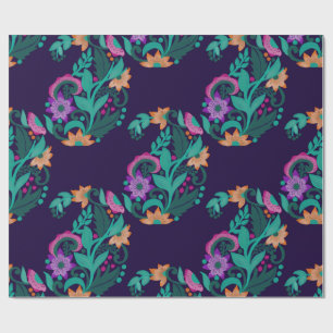 Papel de regalo de arte popular floral bohemio osc