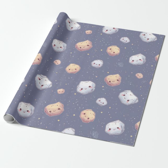 Papel de regalo de Asteroide Feliz (Desenrollado)