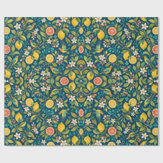 Papel de regalo de aves y flores de limonero