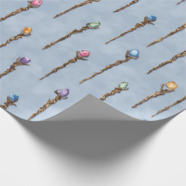 Papel de regalo de báculos de mago con gemas