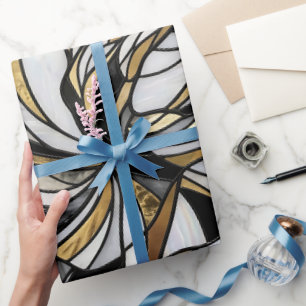 Papel de regalo de bailarín de oro abstracto