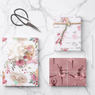 Papel de regalo de bailarina de ballet rosa