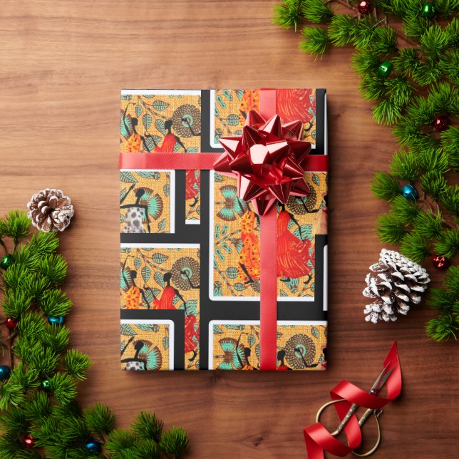 Papel de regalo de baile Afrocentrico de Kwanzaa (Regalo de vacaciones)