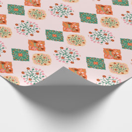 Papel de regalo de baldosas florales | Patrón de j