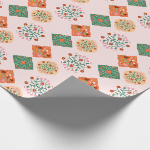 Papel de regalo de baldosas florales   Patrón de j