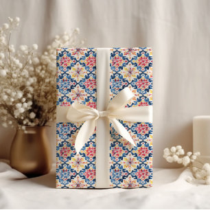 Papel de regalo de baldosas griegas mediterráneas