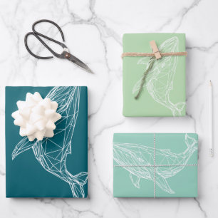 Papel de regalo de ballena geométrica moderna