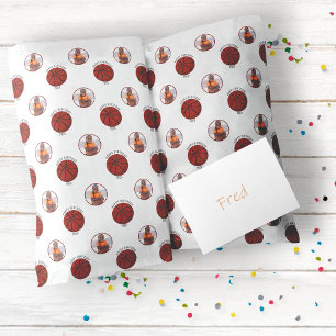 Papel de regalo de baloncesto para niños con nombr
