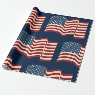 Papel de regalo de bandera americana rústica