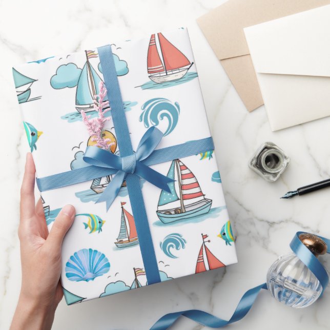 Papel de regalo de barco de vela (Regalar)