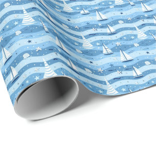 Papel de regalo de barcos de vela de verano playa 